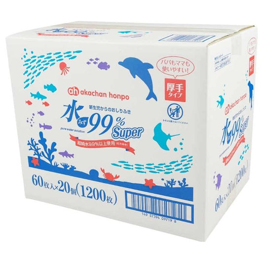 Akachan Honpo 水 99% Super <加厚>濕紙巾 60片 x 20包(原箱)