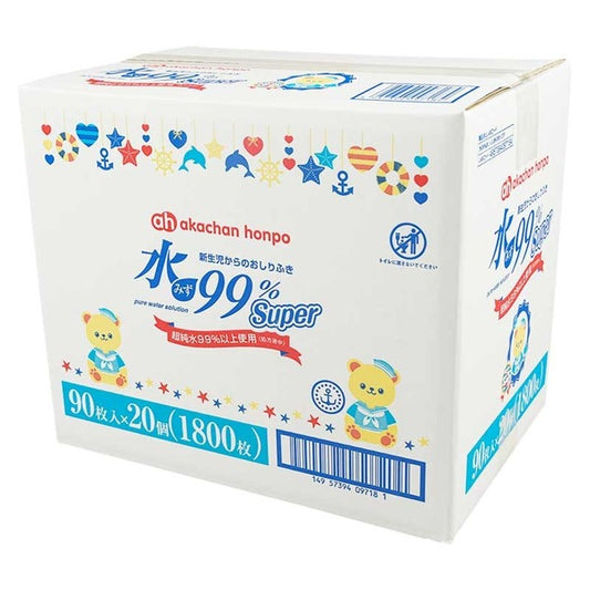 Akachan Honpo 水 99% Super 濕紙巾 90片 x 20包（原箱）