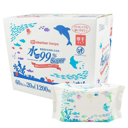 Akachan Honpo 水 99% Super <加厚>濕紙巾 60片 x 20包（原箱）