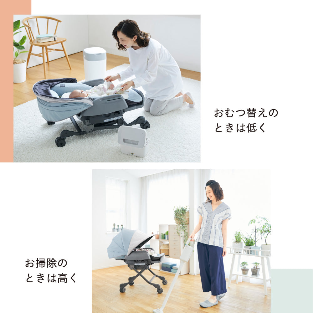 Combi Nemulila Bedi Long 兩用餐搖椅BE Beige（日本電動版 